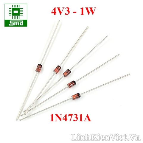 Diode Zener 1N4731A 4V3 1W DIP (DO-41 Glass)