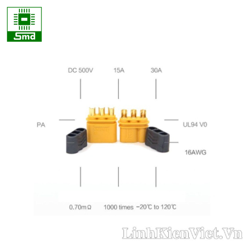 Jack cắm MR30 3 chấu chất lượng cao có nắp chụp bảo vệ