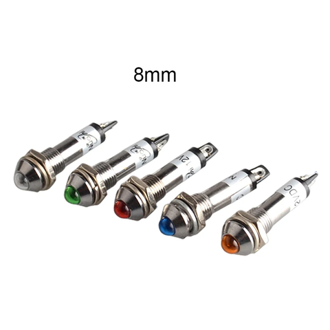 (Đầu Lồi 8mm) Led báo nguồn ADP8-1 8mm 9-24VDC lỗ ren 8mm đầu lồi
