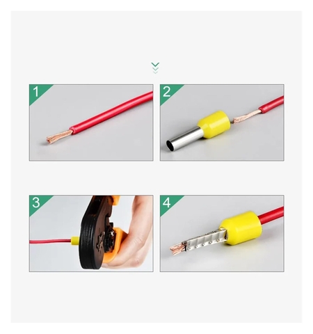 (E0508 - 0.5mm2) Đầu Cose Kim Rỗng E0508 Các màu Đen/Đỏ/Xanh Lá/Xanh Dương/Vàng/Trắng