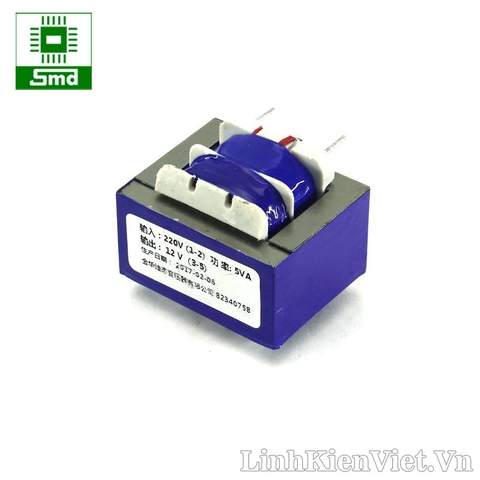 Biến áp 220V-12V (5W-415mA) có chân hàn PCB