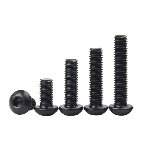 (M5 - 10Pcs )Bulông - Vít ốc tôi đen độ cứng cao lục giác đầu dù ( đầu tròn)