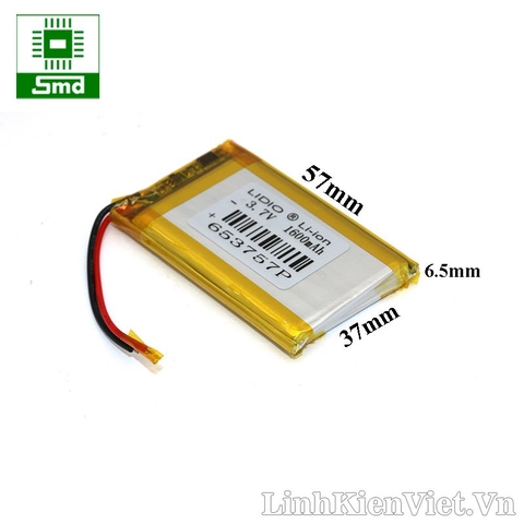 Pin lithium 653757 1600mAh 3.7V