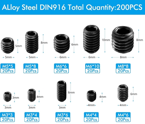 (Gói 10c) Vít cấy / trí lục giác Thép đen Size M5