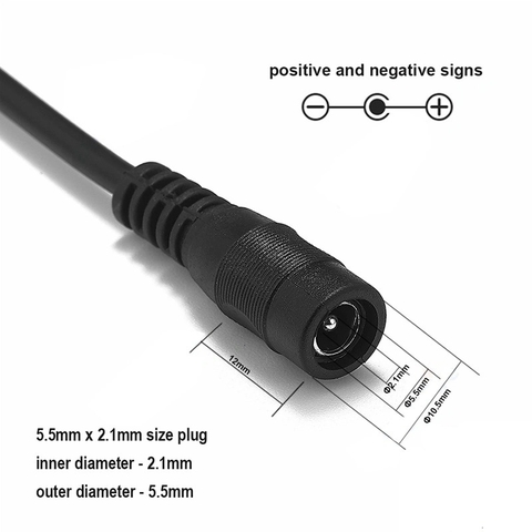 Jack DC Loại Thường Không Khóa màu đen nối nhanh kèm dây dài 13cm