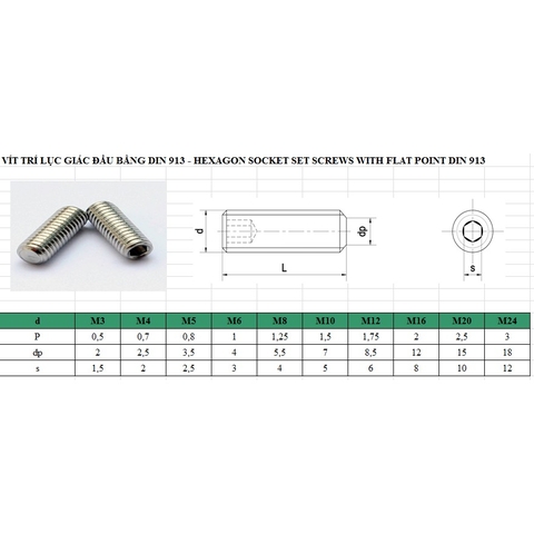 Gói 10c - Vít cấy / trí lục giác M3, M4, M5,M6, M8 INOX các loại
