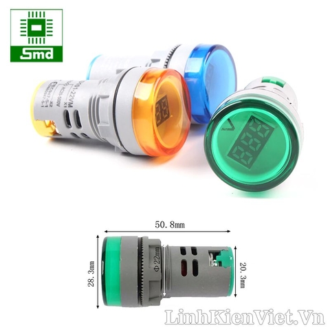 Đèn led báo điện áp AC 220V AD101 22mm (Đỏ)