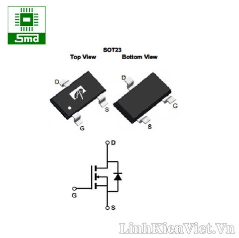 AO3402 N Channel mosfet 4A - 30V SOT-23
