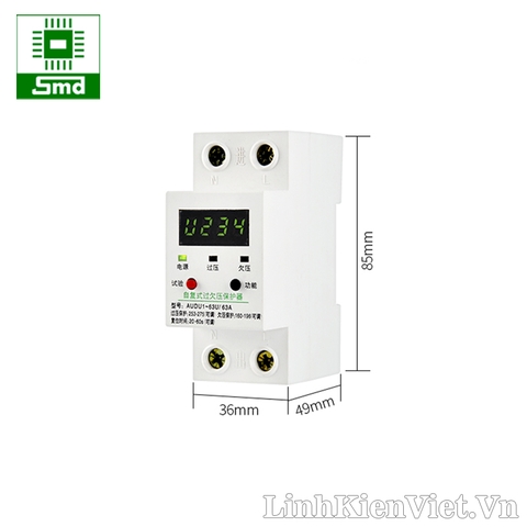Aptomat bảo vệ quá áp, sụt áp có cài đặt thời gian và điện áp