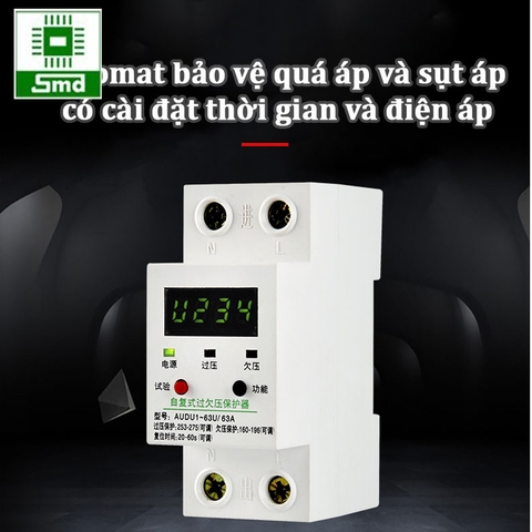 Aptomat bảo vệ quá áp, sụt áp có cài đặt thời gian và điện áp