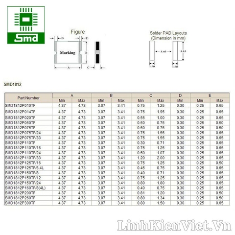 Cầu chì tự phục hồi 1812 MSMF010-2 100mA Reset 60V