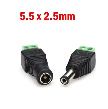 Jack nối Nguồn/ Chân nối nguồn/Đầu nối nhanh DC 5.5x2.5mm Đực +Cái