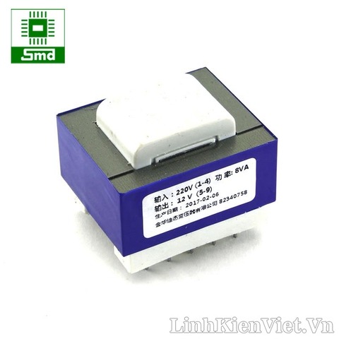 Biến áp 220V-12V (8W-650mA) có chân hàn PCB