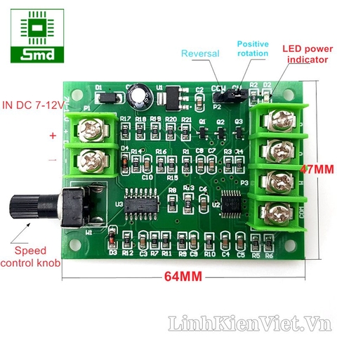 Module điều khiển động cơ BLDC 7-12V 1A. (động cơ không chổi than, không senser)