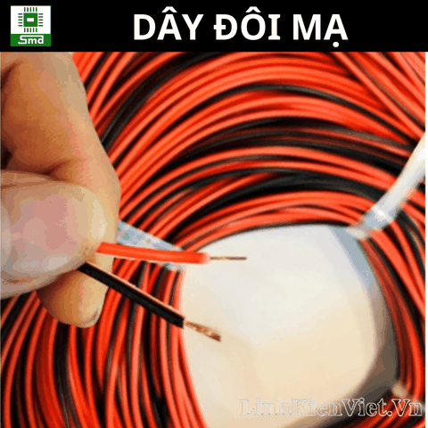 (Mạ)Dây điện đôi màu đỏ đen loại nhỏ lõi nhiều sợi loại mạ