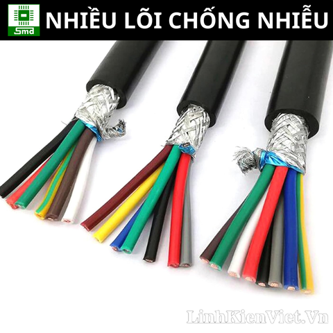 Dây điện RVVP2 Chống nhiễu đen tròn nhiều lõi chất liệu đồng 100% loại tố