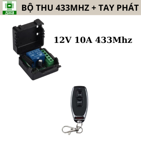 Bộ Thu RF 12V 10A 433Mhz + 2 tay phát 2 nút