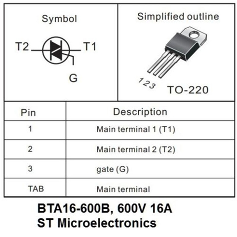 BTA16-600B TO-220 16A 600V (Chính hãng)