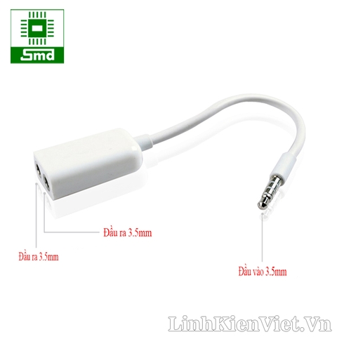 Cáp chia audio 3.5mm ra hai đầu cái [Loại 2]