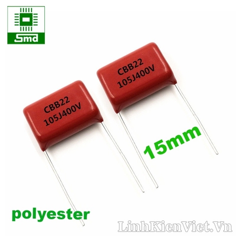 (CHỜ XÓA - KHÔNG BÁN MÃ NÀY) Tụ  polyester CBB22 105 - 1uF 400V 15mm