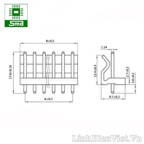 CH3.96mm 4P Đực thẳng