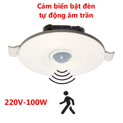 Công tắc cảm biến chuyển động hồng ngoại 220V 100W âm trần Downlight chỉnh độ nhạy và thời gian sáng