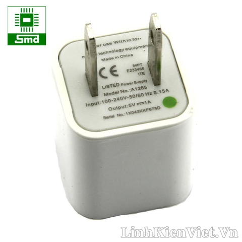 Cục sạc USB power adapter 5V-1A màu trắng