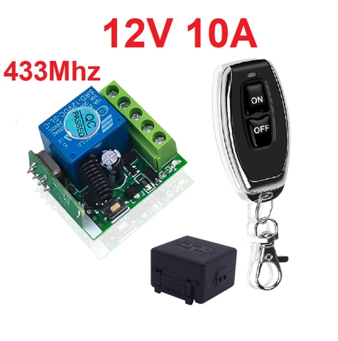 Bộ Thu RF 12V 10A 433Mhz + tay phát 2 nút On/Off
