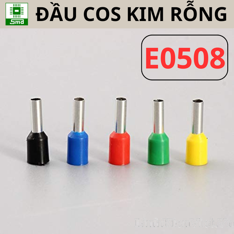 (E0508 - 0.5mm2) Đầu Cose Kim Rỗng E0508 Các màu Đen/Đỏ/Xanh Lá/Xanh Dương/Vàng/Trắng