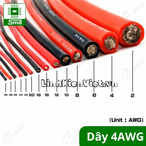4AWG - Dây Silicon Đỏ chịu nhiệt loại to(4AWG - 25mm2) chống cháy, chịu dòng cao