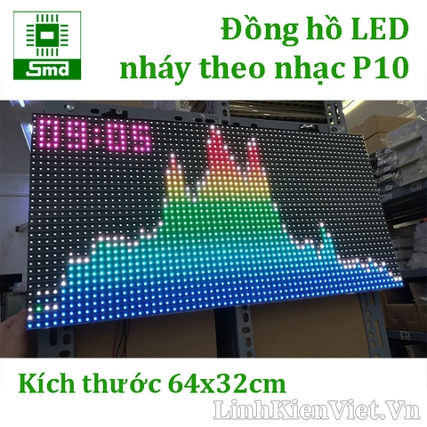 Mạch Đồng Hồ LED matrix Nháy Theo Nhạc Đa Sắc P5 hoặc 4 tấm P10