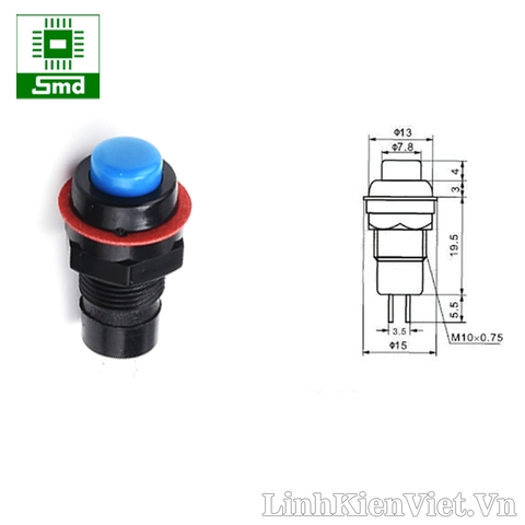 Công tắc nhấn giữ DS-211 10mm (Màu Xanh dương)