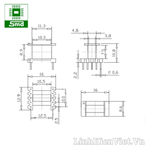 Biến áp xung 3W EE13