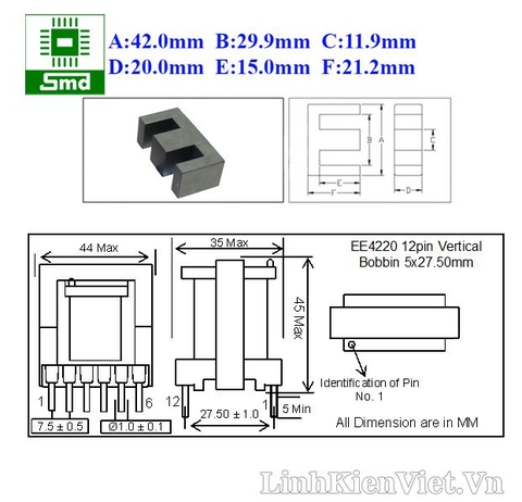 Lõi Biến áp xung EE42/PC40