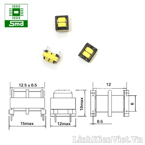 Cuộn lọc EE12 10mH lõi đồng 0.23mm (6x12mm)