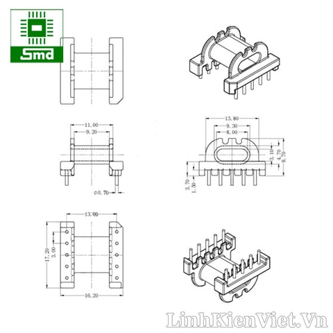 Biến áp xung EPC17-1 5V-2.5A