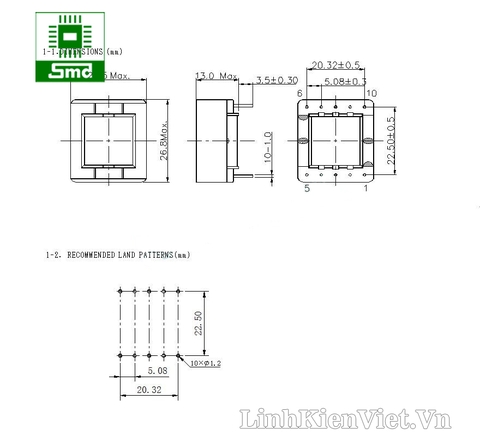 Lõi biến áp xung EFD25 PC40