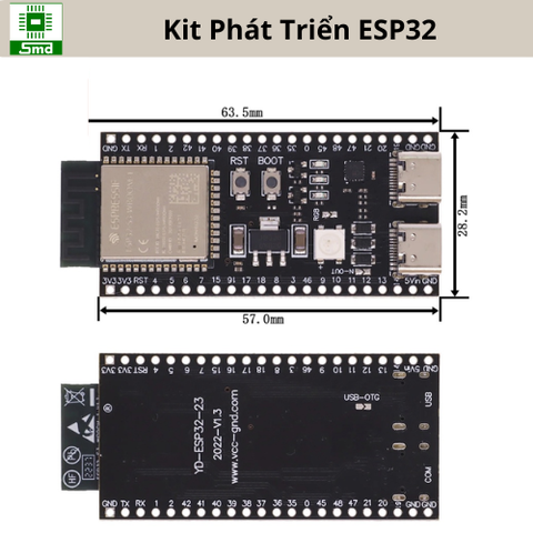Kit Phát Triển ESP32 ESP32-S3 WiFi Bluetooth Internet Type C ESP32-S3-DevKit C N16R8 Arduino 2 cổng type C