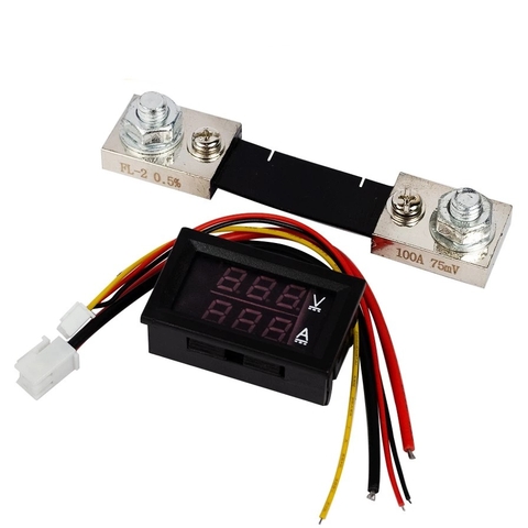 Đồng hồ led đo dòng, áp (0-100V 100A) + kèm trở shunt 100A