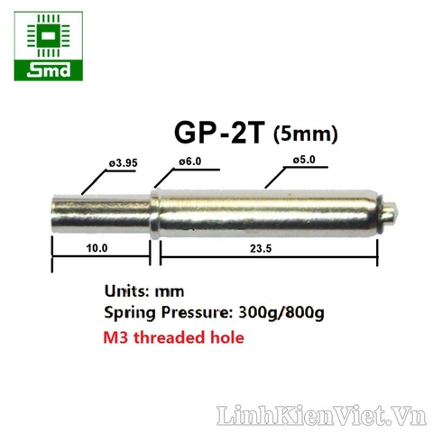 Chốt pin GP-2T chân định vị pin có lò xo M3 - Độ dài Dài 35mm 300G