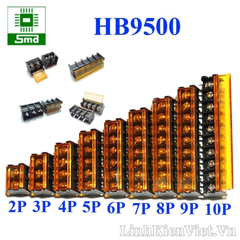 HB9500 - 10P Có nắp che Domino, Connecter, Cầu Đấu 9.5MM