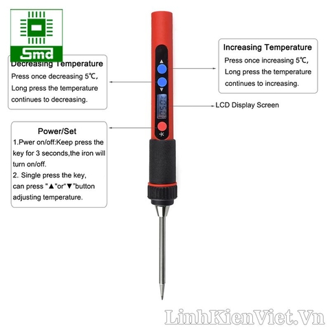 Tay hàn USB có chỉnh nhiệt + hiển thị PX-988, 5V2A