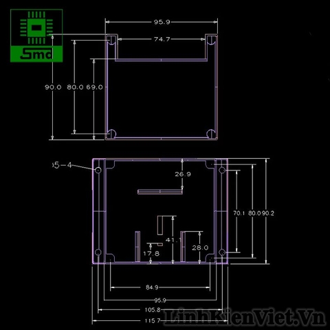 Hộp nhựa PLC 115x90x40mm 1 Đầu