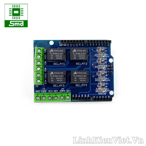 Module Arduino 4 Relays 5V Shield. Shield 4 relay 5V cho arduino