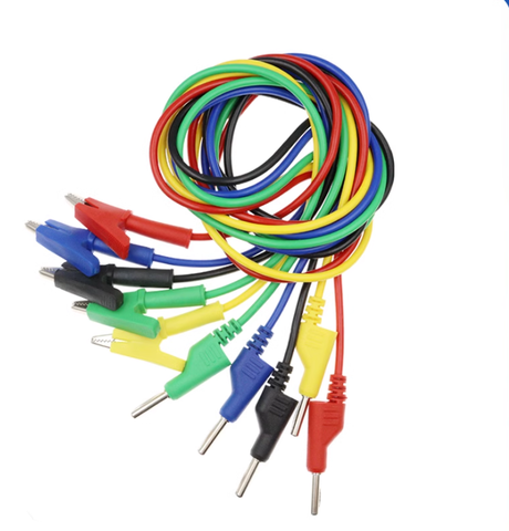 Dây Nguồn test 20A 1 đầu cắm 1 đầu kẹp cá sấu các màu Xanh/Đỏ/Vàng/Đen