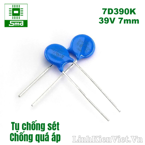 Linh kiện chống quá áp 7D390K 39V (7mm)