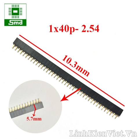 Pin header đơn cái thẳng 1x40 2.54mm phần nhựa cao 5.7mm