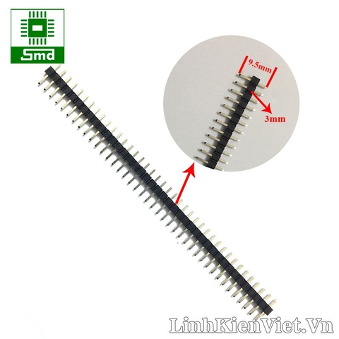 Pin header đơn đực thẳng 1x40 2.54mm phần nhựa cao 3mm (9.5mm)
