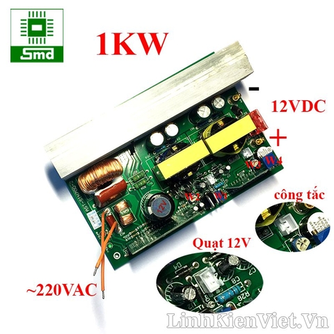 Inverter Sin Chuẩn 12V 1KW (pure sin inverter 12V 1KW) loại 2