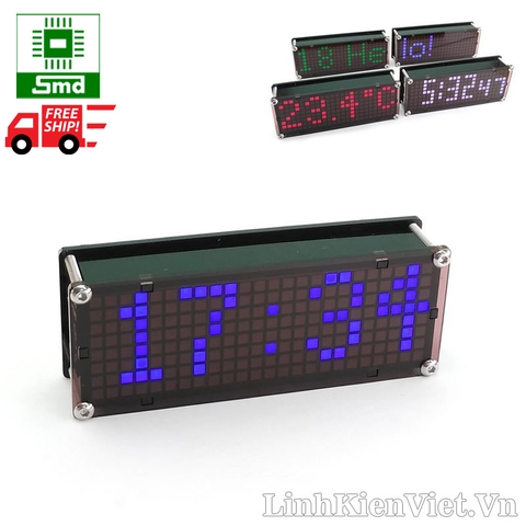 Đồng hồ LED Matrix Mini V2 (Màu xanh dương)